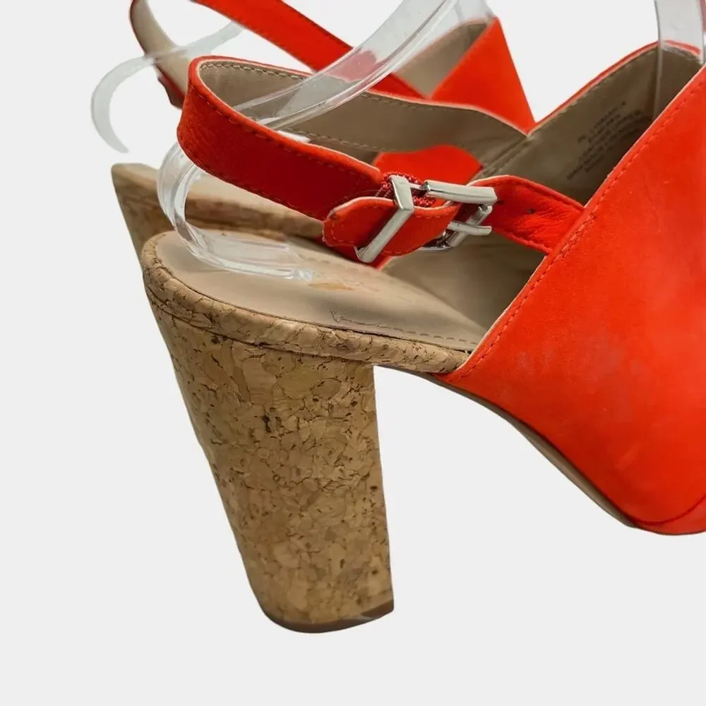 BCBGENERATION BCBG GENERATION Loriah X Bright Orange Red Block Heels Sandals 9.5